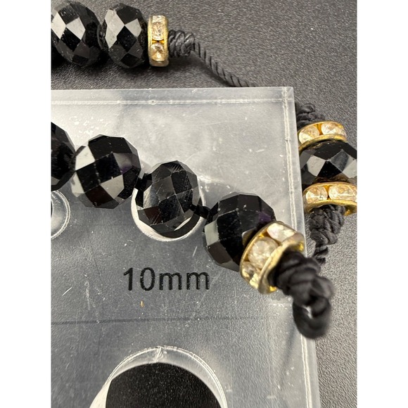 Vintage Beaded Rosary Necklace Black Faceted Glass Rhinestones HUGE 32" READ - Picture 10 of 11